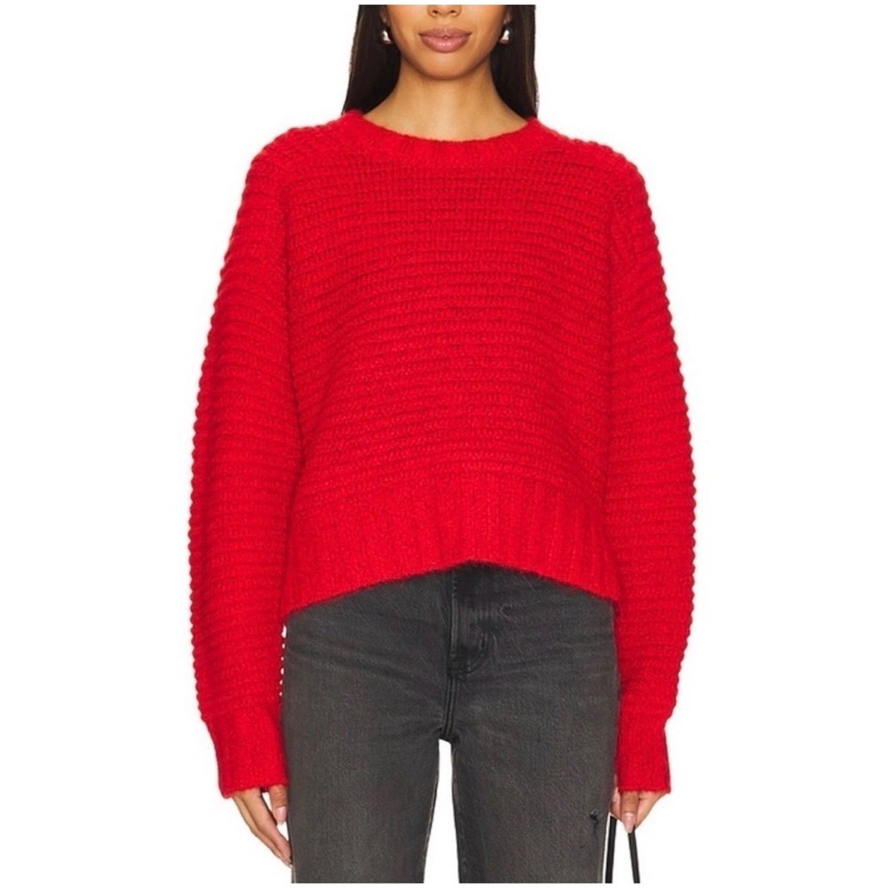 Pistola Adina Everyday Sweater Waffle Knit Rouge Red Ribbed Alpaca Wool Blend